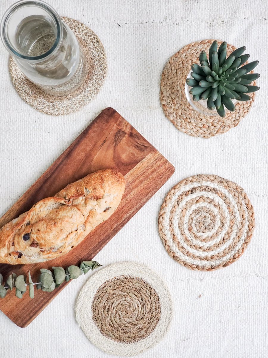 Natural Coaster Trivet Gift Set with Heart pouch - The Sunflower Store Co