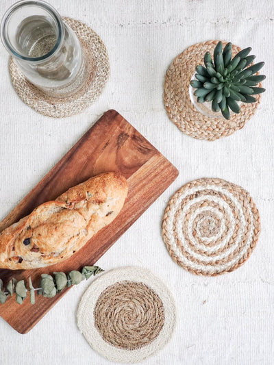 Natural Coaster Trivet Gift Set with Heart pouch - The Sunflower Store Co