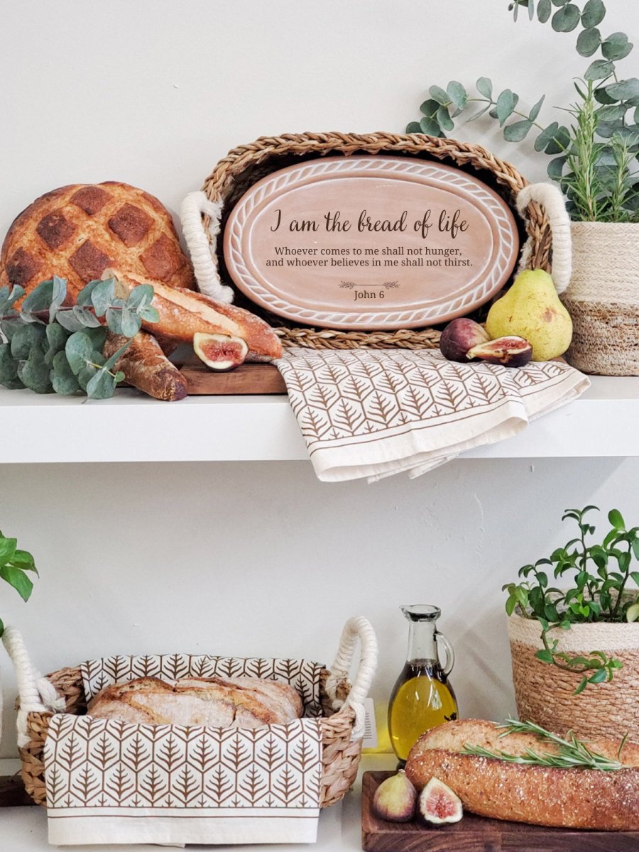 Personalized Bread Warmer & Basket Gift Set with Tea Towel - Bible Oval - The Sunflower Store Co