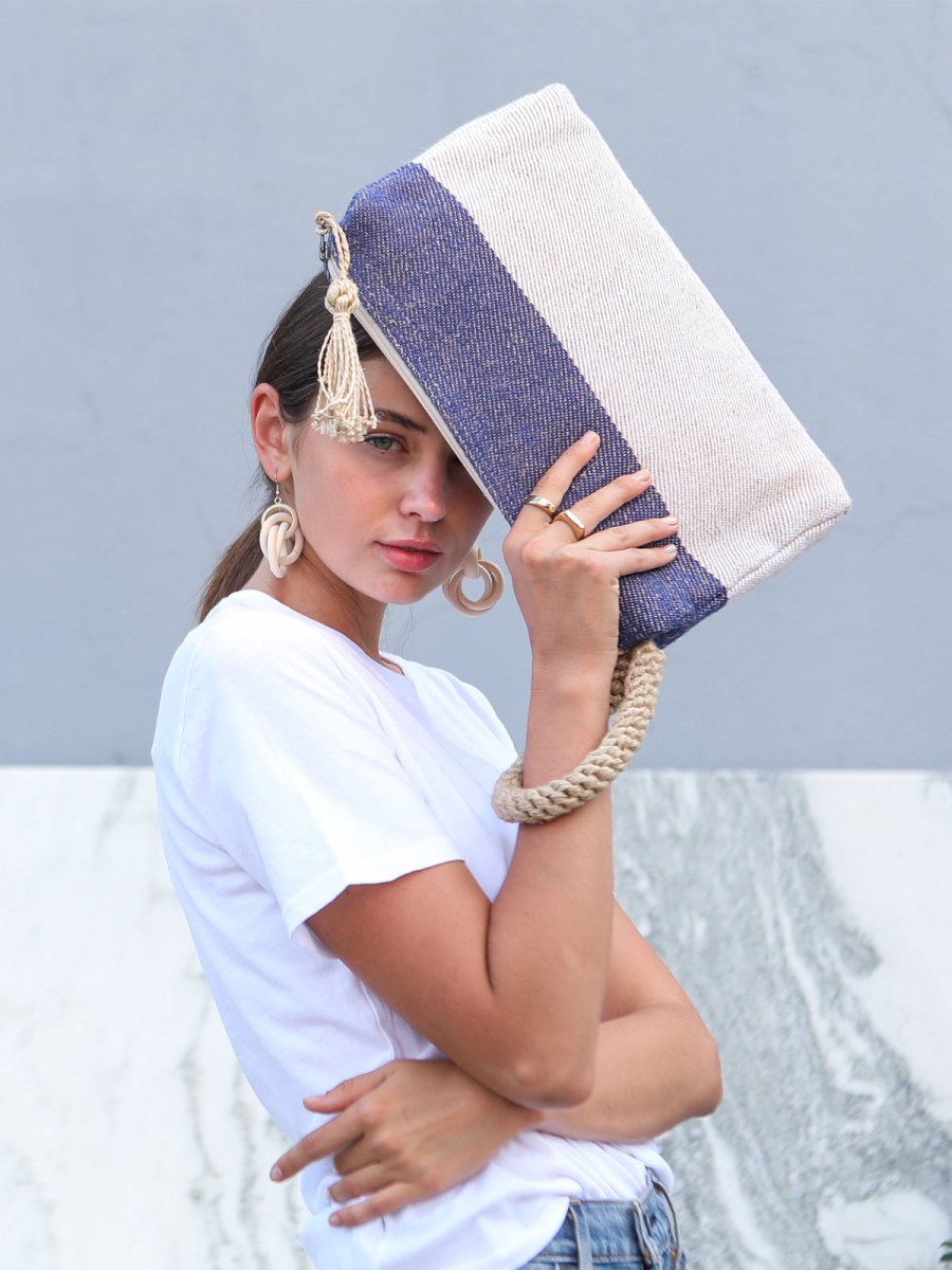 Block A Clutch - Blue - The Sunflower Store Co