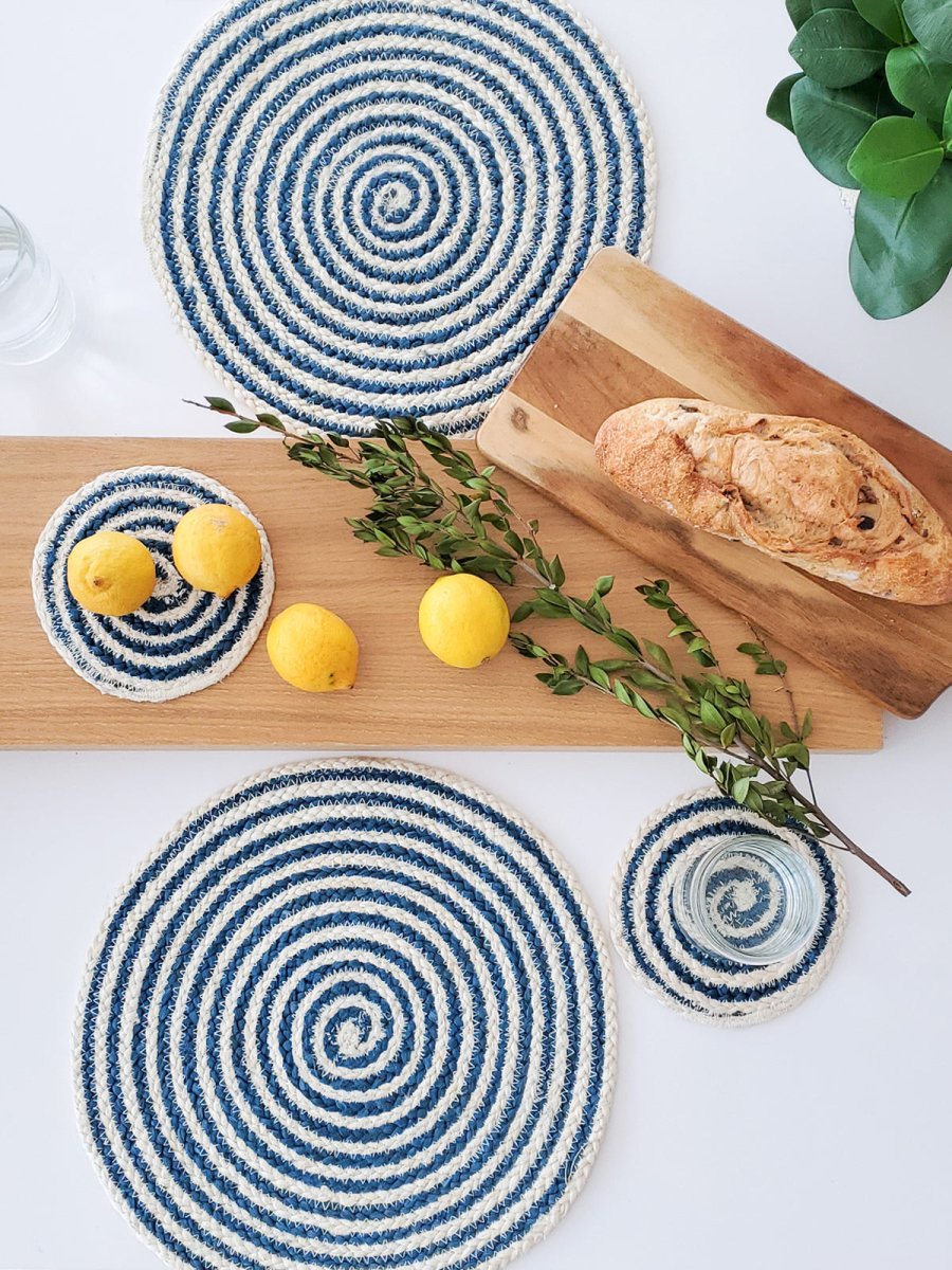 Kata Spiral Placemat - Blue (Set of 4) - The Sunflower Store Co