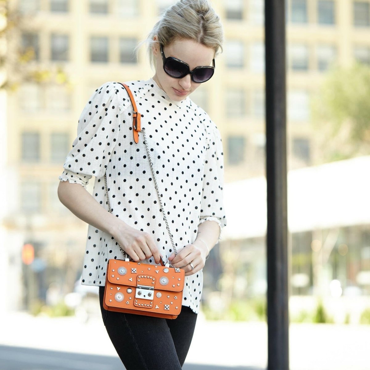 SUSU Studded Small Leather Crossbody Bag Orange Purse Cute Handbag Women's Handbag - The Sunflower Store Co
