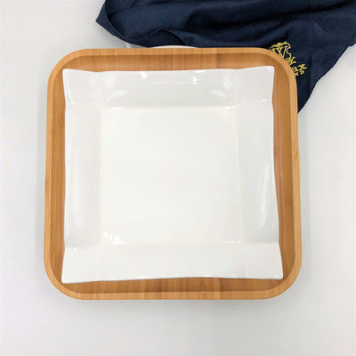 Square Bamboo And Fine Porcelain Contemporary Dinnerware Set - The Sunflower Store Co