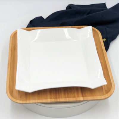 Square Bamboo And Fine Porcelain Contemporary Dinnerware Set - The Sunflower Store Co