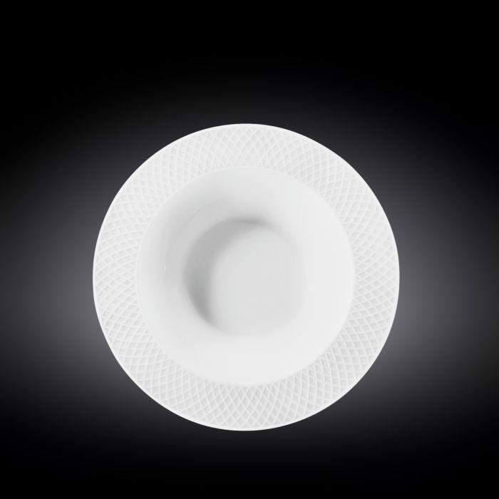 White Porcelain Deep Plate With Embossed Wide Rim 9" inch | For soup, pasta, salad - The Sunflower Store Co