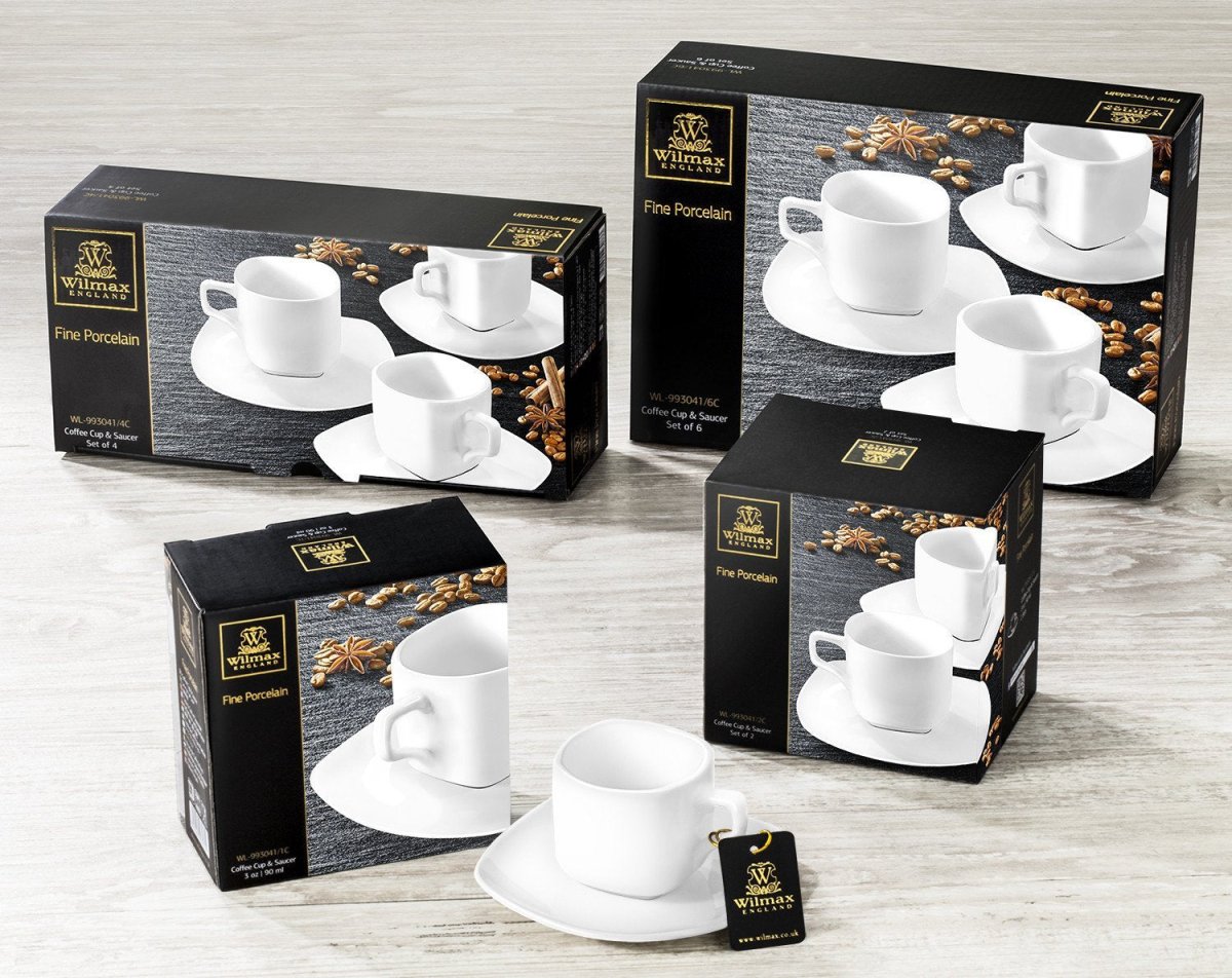 White 3 Oz | 90 Ml Coffee Cup & Saucer - The Sunflower Store Co