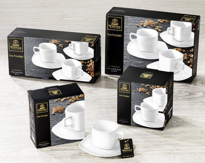 White 3 Oz | 90 Ml Coffee Cup & Saucer - The Sunflower Store Co