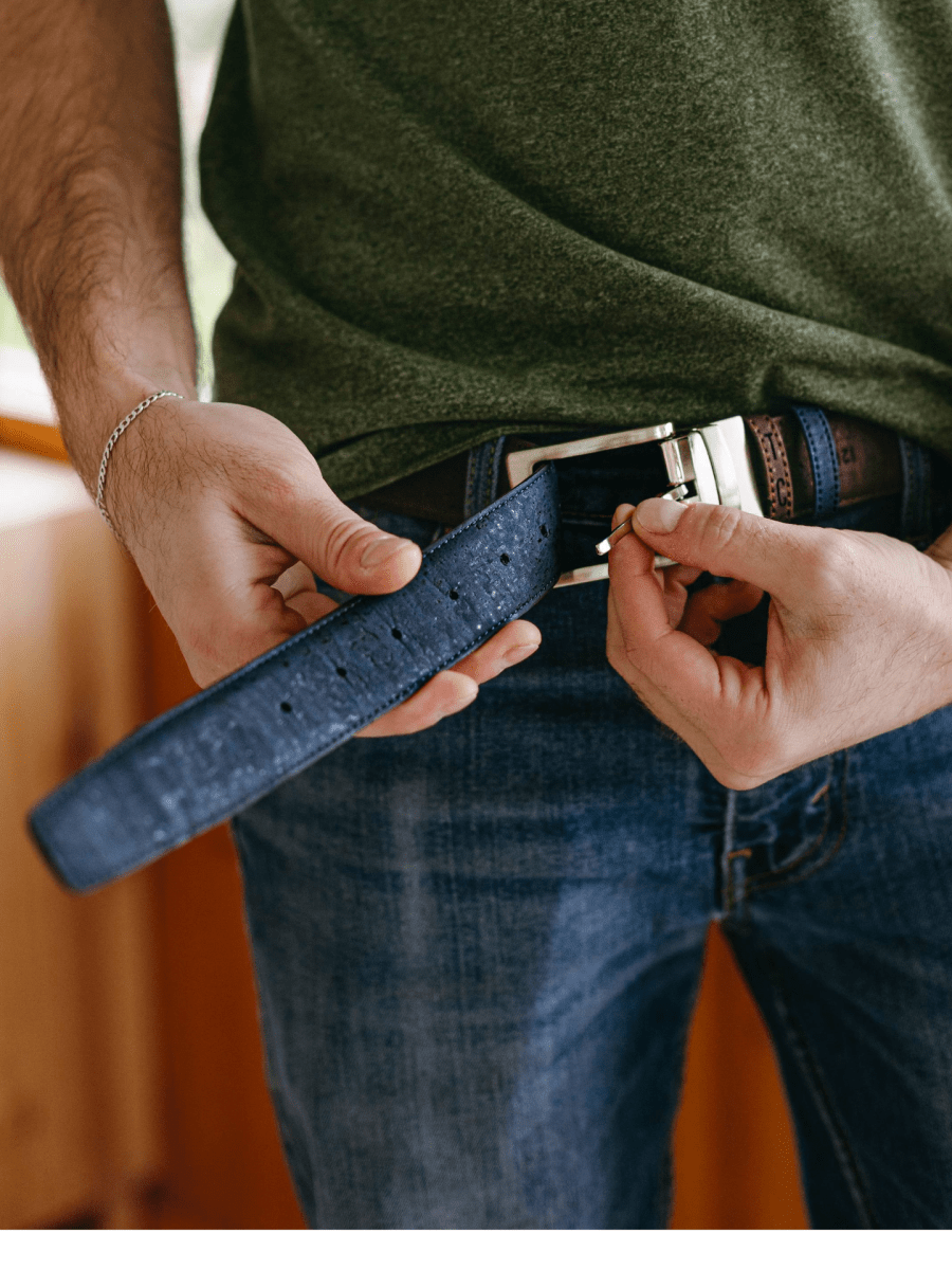 Cork Reversible Men's Belt (Brown/Navy) - The Sunflower Store Co