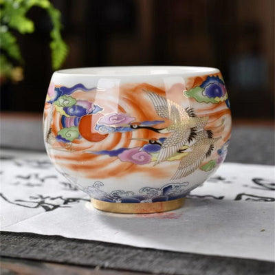 White Porcelain Single - cup Teacup Teacup High - grade Crane And Mutton Fat Jade Porcelain - The Sunflower Store Co