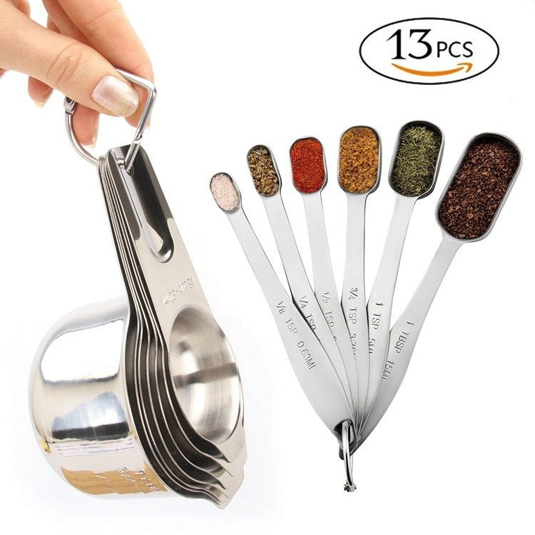 Stainless Steel Measuring Cup Measuring Spoon Ten Three - piece Set Baking Tool - The Sunflower Store Co