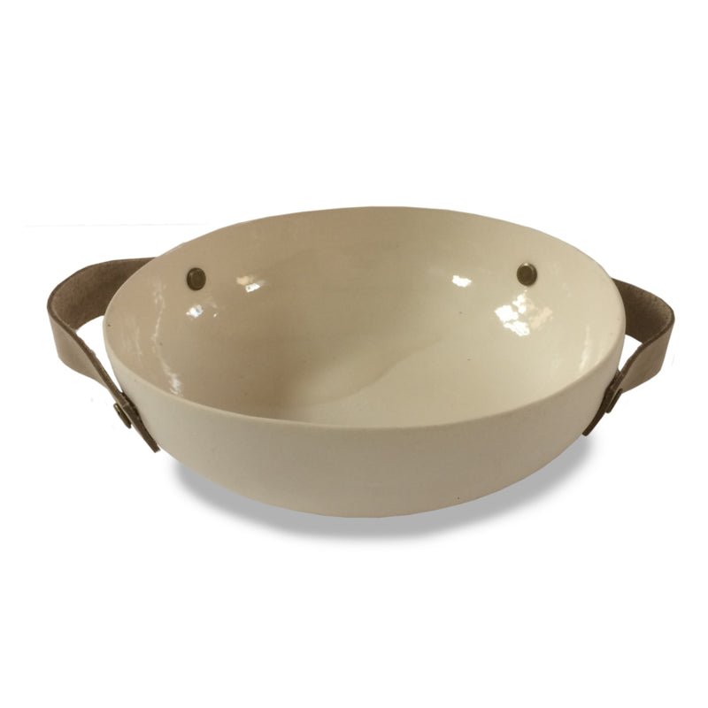 BOWL - HANDMADE WITH LEATHER HANDLES - 17CM - The Sunflower Store Co