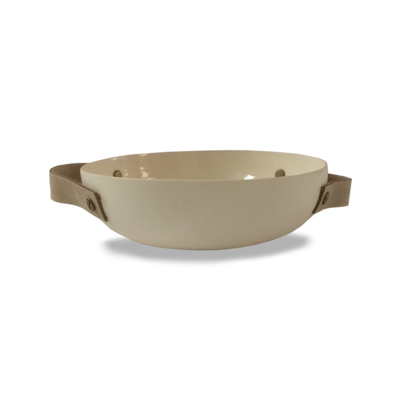 BOWL - HANDMADE WITH LEATHER HANDLES - 17CM - The Sunflower Store Co
