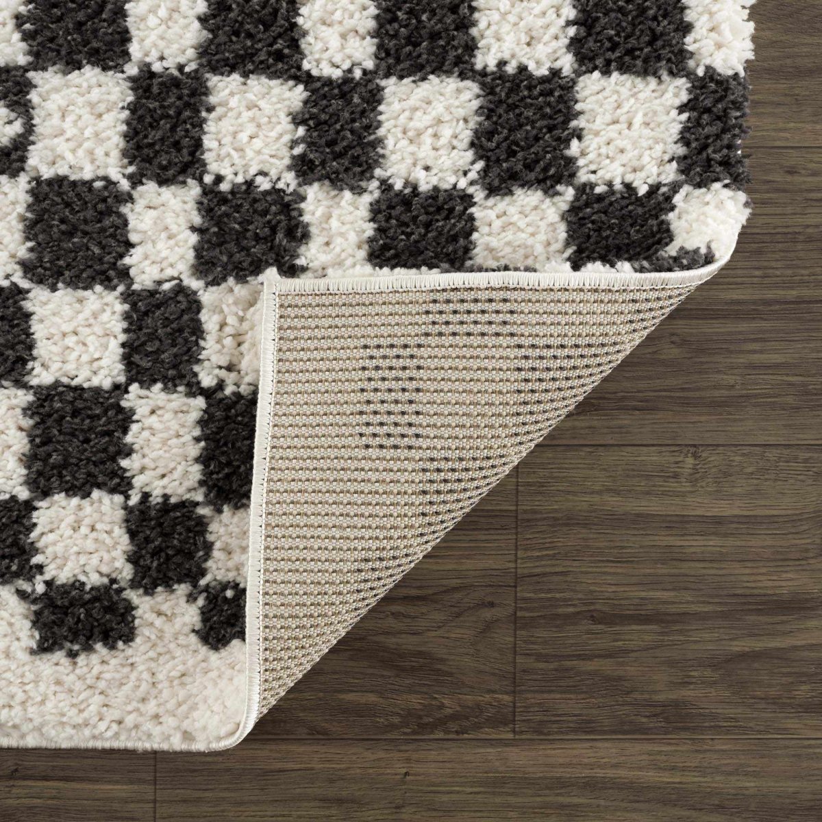Kieu Black & White Checkered Area Rug - The Sunflower Store Co