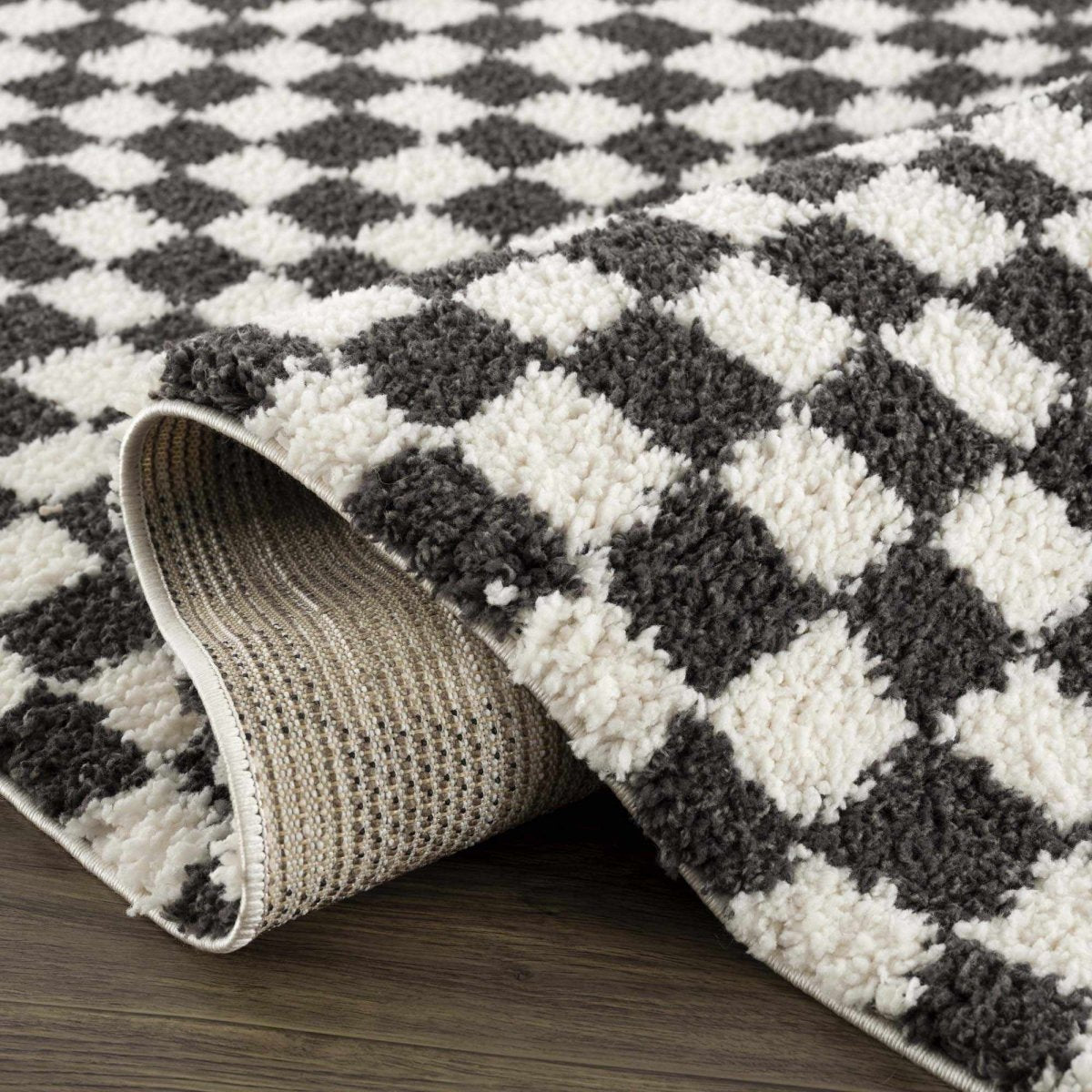 Kieu Black & White Checkered Area Rug - The Sunflower Store Co