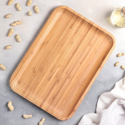 Bamboo Platter 14" inch X 10" inch | For Appetizers / Barbecue / Steak - The Sunflower Store Co