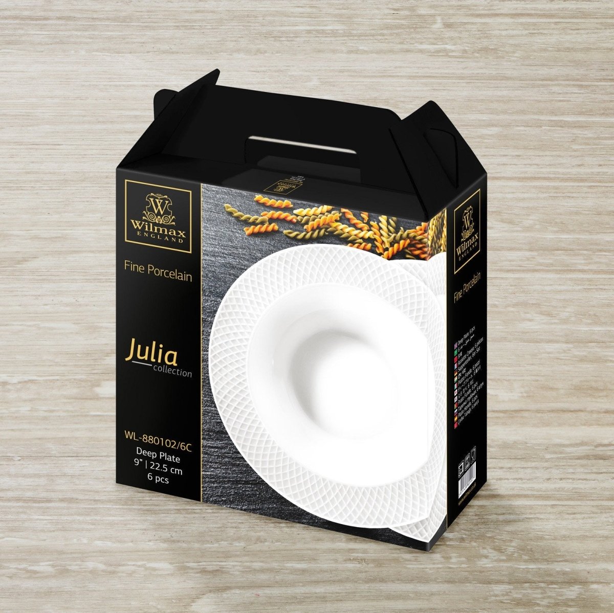 White Porcelain Deep Plate With Embossed Wide Rim 9" inch | For soup, pasta, salad - The Sunflower Store Co