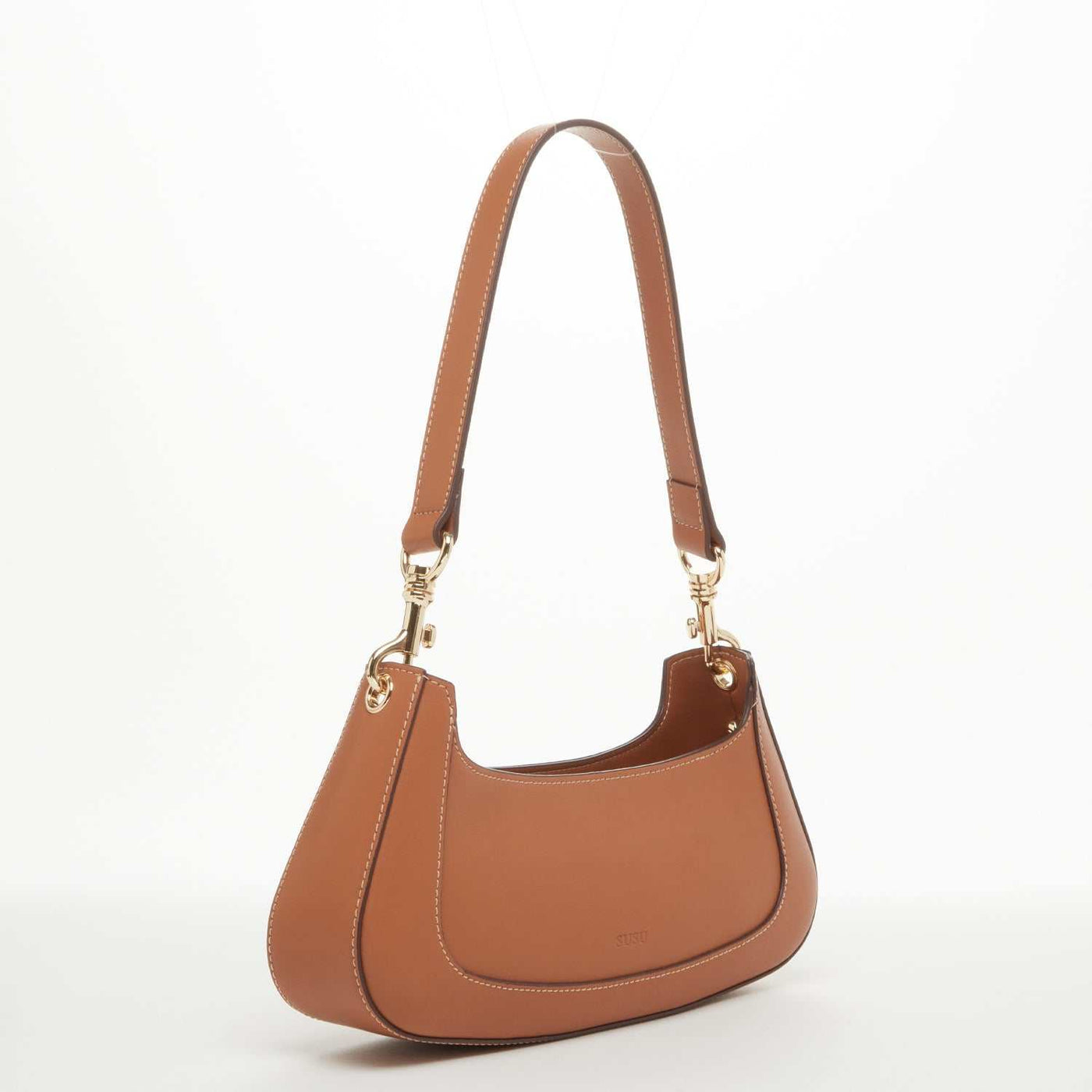 SUSU Leather Baguette Bag Brown Purse 90s Small Shoulder Bag Y2K Underarm Bag Trendy Handbag - The Sunflower Store Co
