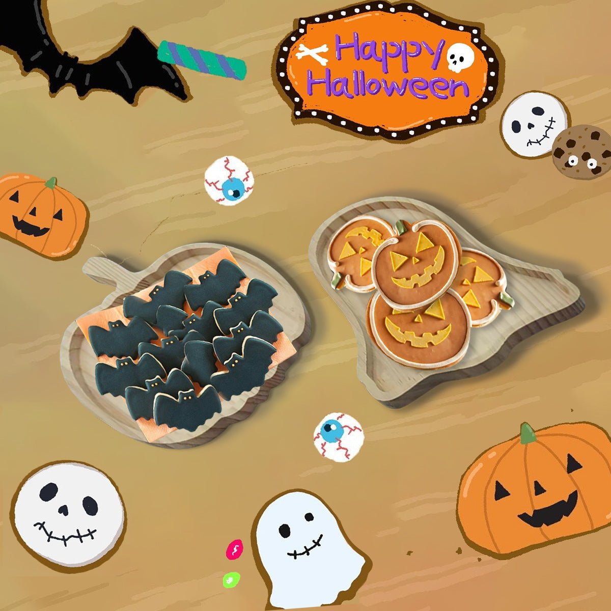Halloween Wooden Pumpkin Tray Home Decor - The Sunflower Store Co