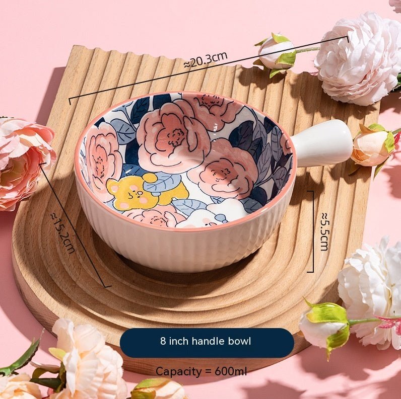 Rose Underglaze Porcelain Household Tableware Large - The Sunflower Store Co
