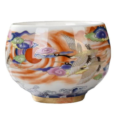 White Porcelain Single - cup Teacup Teacup High - grade Crane And Mutton Fat Jade Porcelain - The Sunflower Store Co