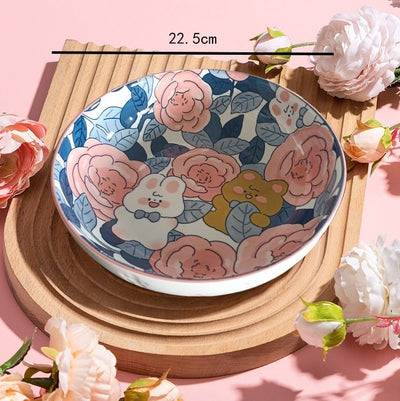 Rose Underglaze Porcelain Household Tableware Large - The Sunflower Store Co