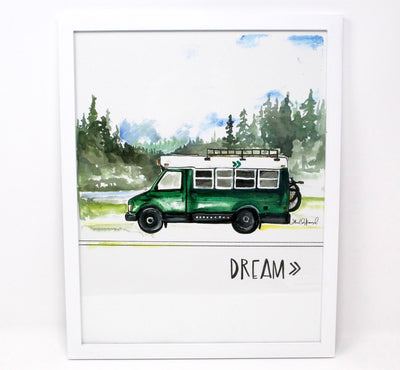 Dream Bus Life Art Print, 11x14in, Adventure Art, Home Decor, Vanlife Artwork - The Sunflower Store Co