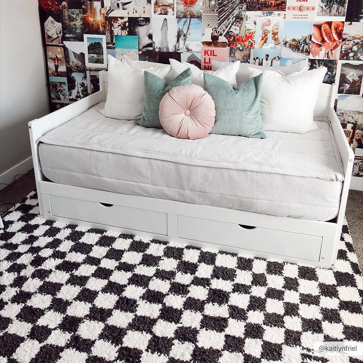 Kieu Black & White Checkered Area Rug - The Sunflower Store Co