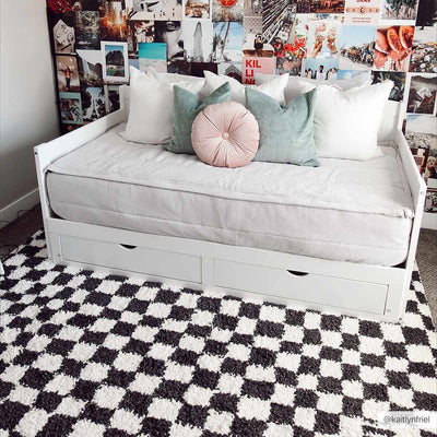 Kieu Black & White Checkered Area Rug - The Sunflower Store Co